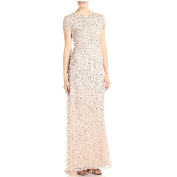 Adrianna Papell Dresses & Skirts - Adrianna Pappell Sequin Gown Blush Pink Scoop Back 4